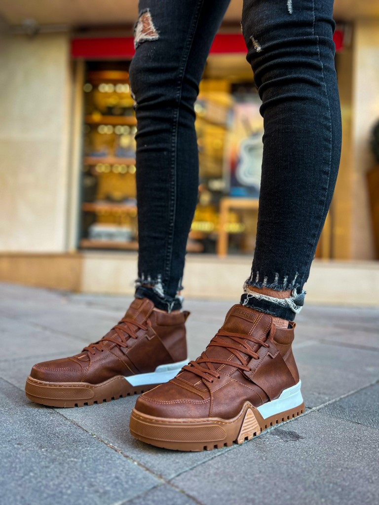 Ανδρικά καφέ Casual μποτάκια τρακτερωτή σόλα CH057 φωτογραφία